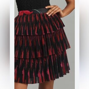 Hutch black and red tiered mini skirt
